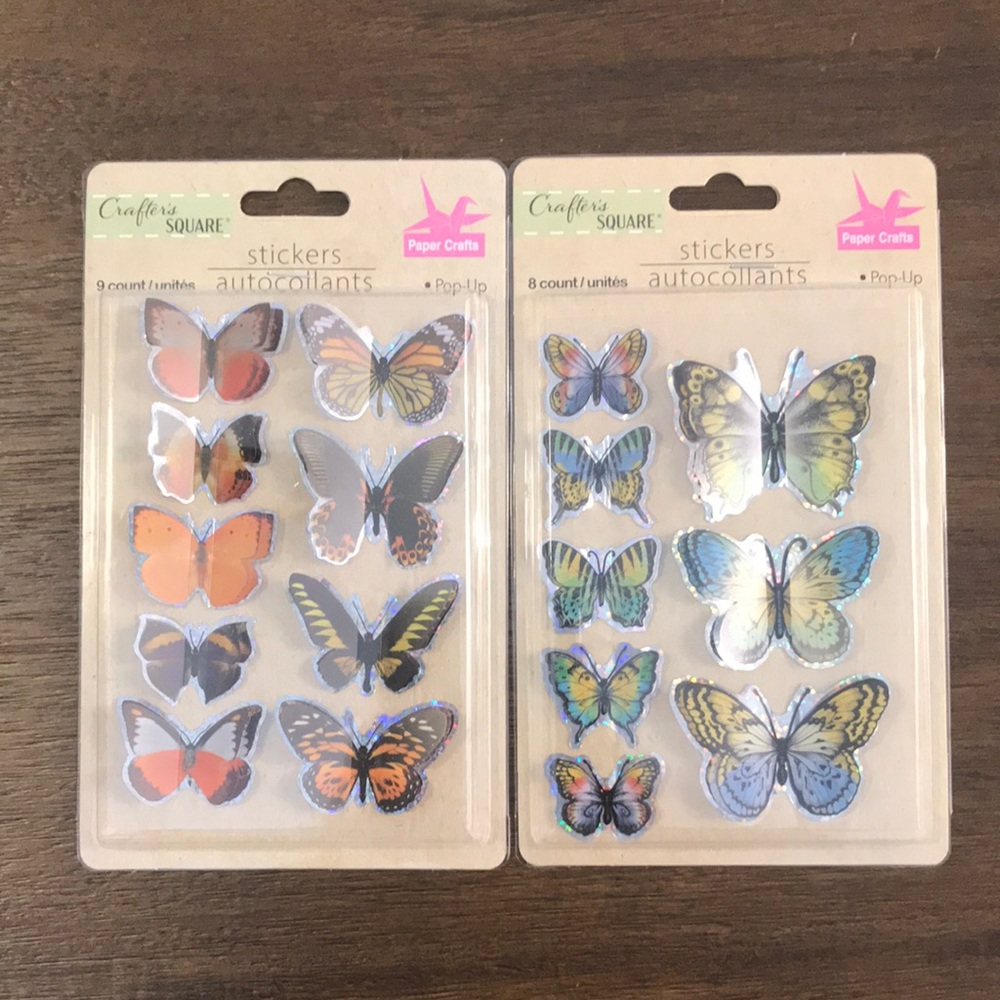 2 - Crafter’s Square Pop-up Butterfly Stickers (17 Total)